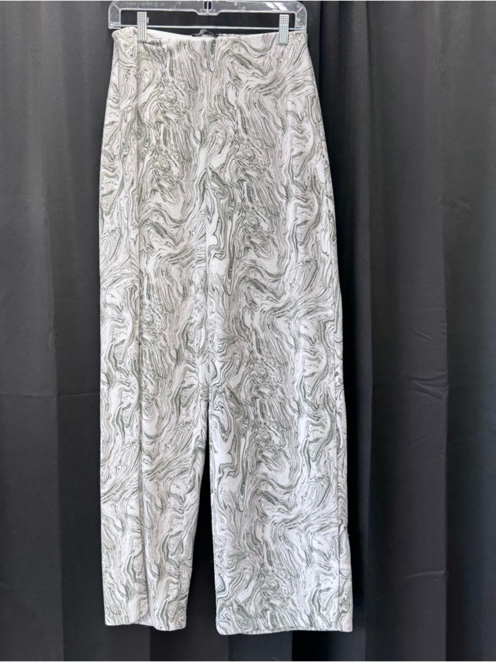 Zara Marble-Print High-Rise Wide-Leg Pants